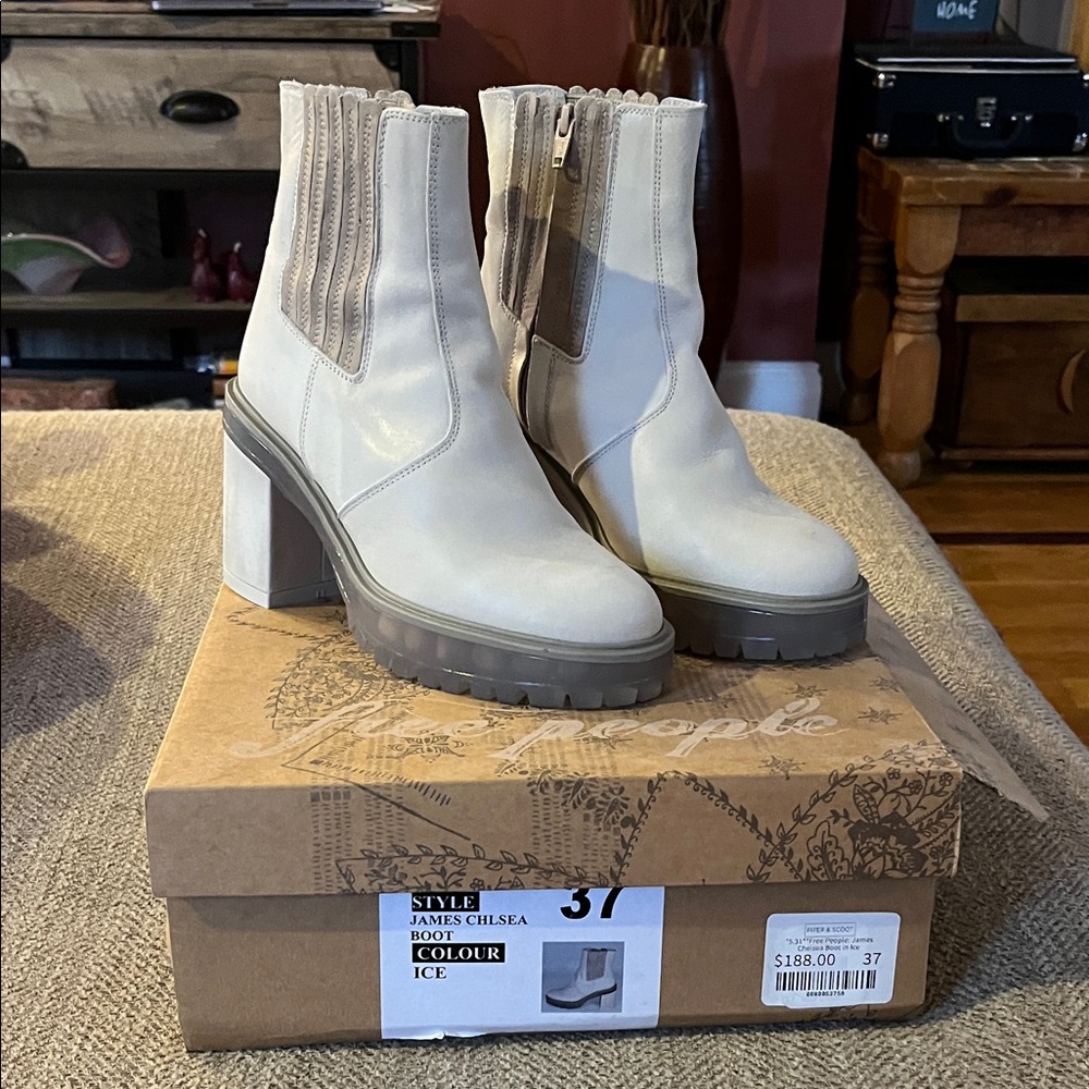 Free People Heeled Boots - Ice Gray